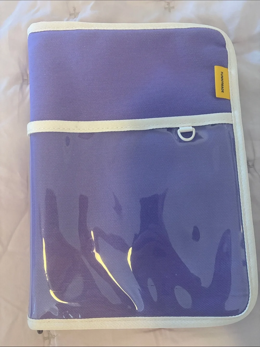 Funnymade Purple Canvas and Clear Organizer Pouch 6 ring binder a5 pocket purple